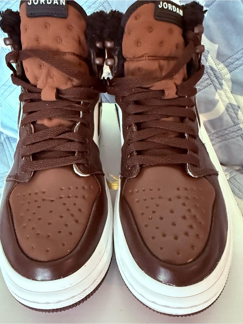 Jordan Brown Leather High-Top Sneakers with White Soles